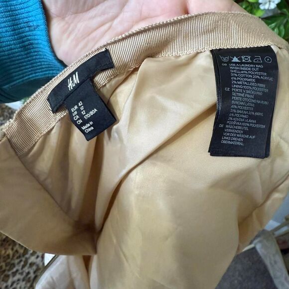 ✨ CHIC TWEED MINI SKIRT ✨ H&M | Cream & Tan | Size 12 - Picture 3 of 4